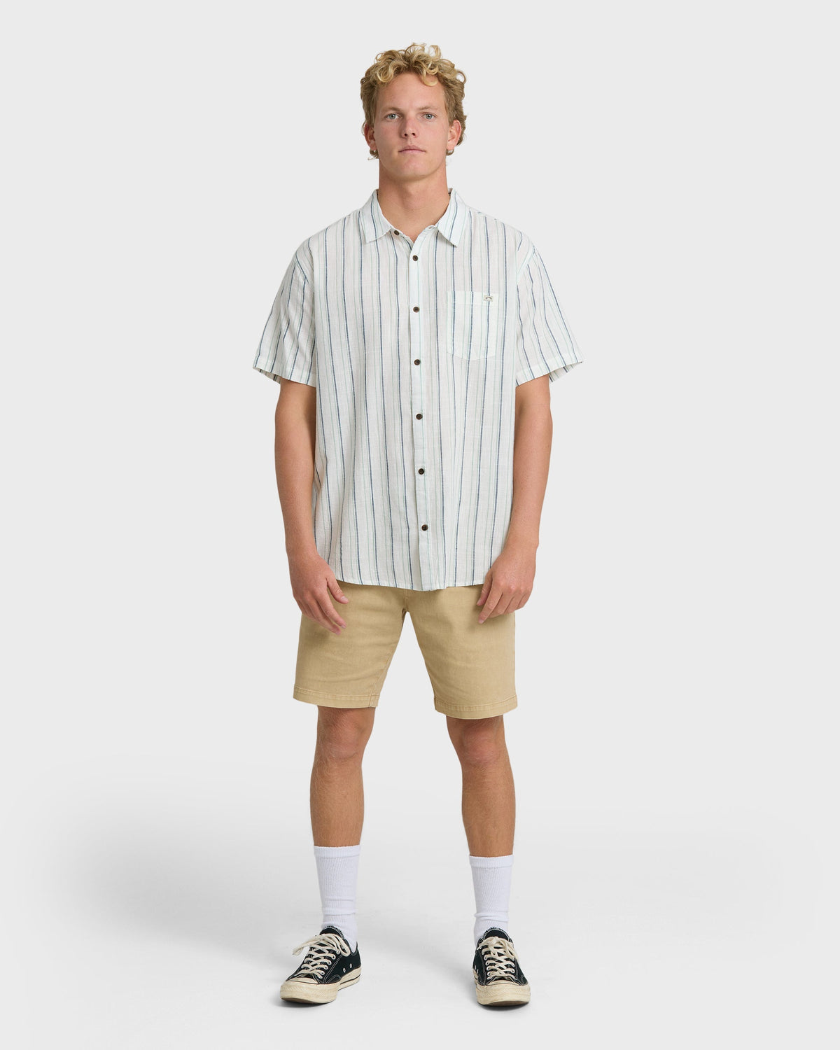 All Day Stripe Short Sleeve Shirt - Cream