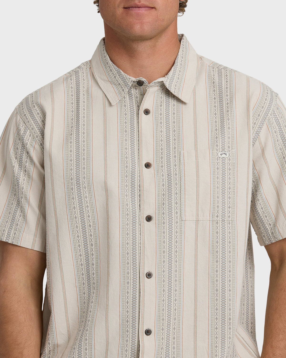 Sundays Jacquard Short Sleeve Woven Shirt - Oatmeal