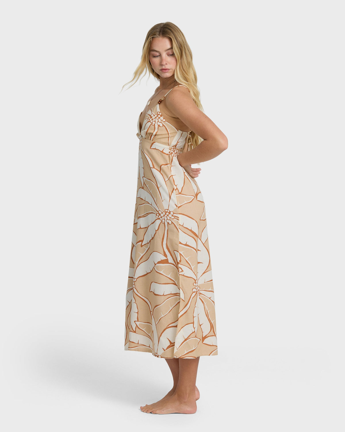 Tropic Breeze Midi Dress - Stone