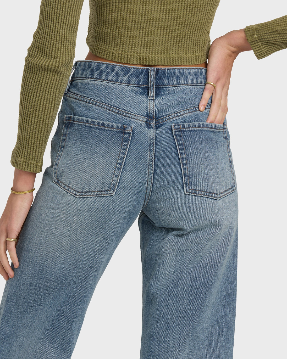 Free Fall High-Waist Denim Flare Pants - Atlantic Deep