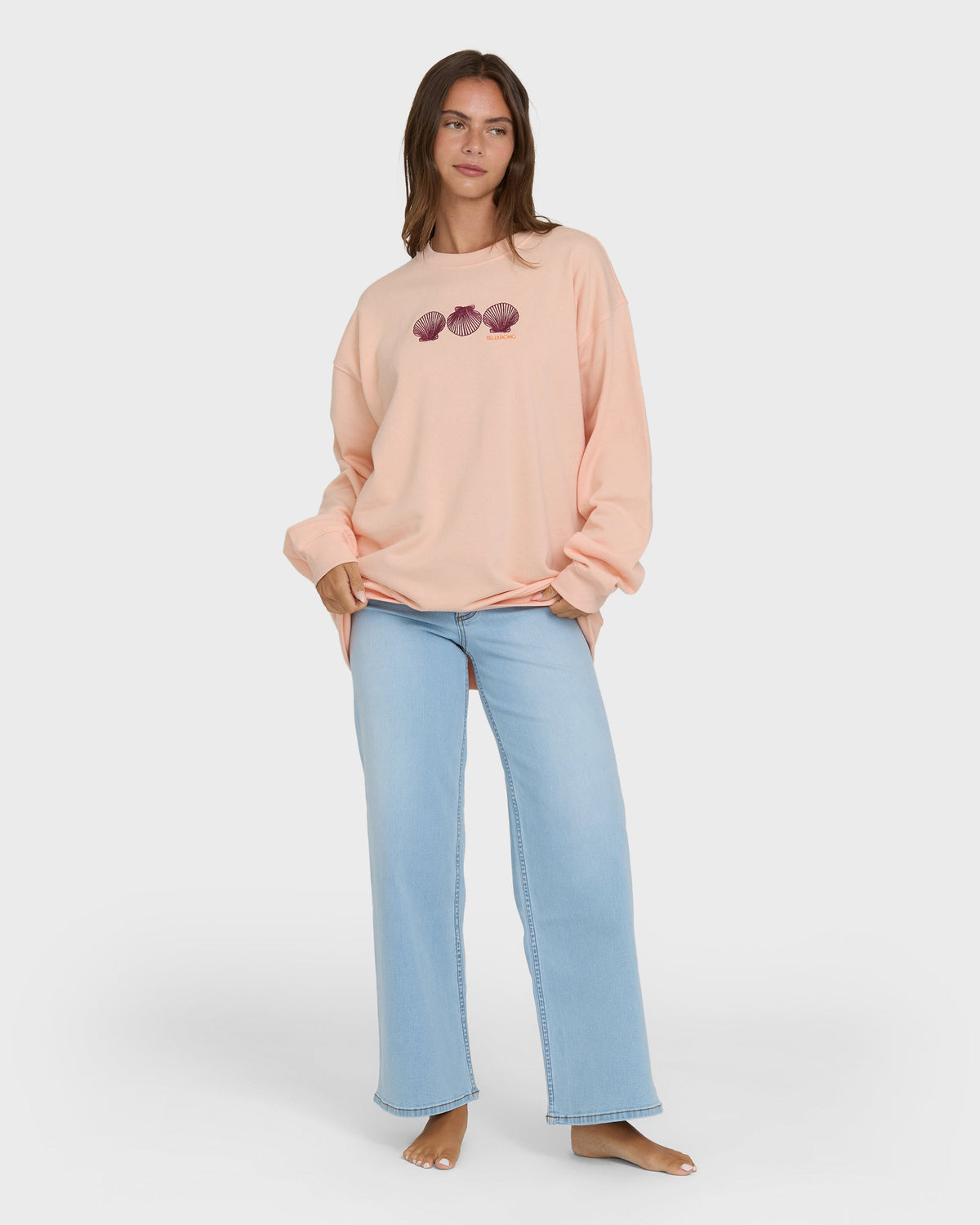 Chasing Horizons Crewneck Sweatshirt - Light Peach