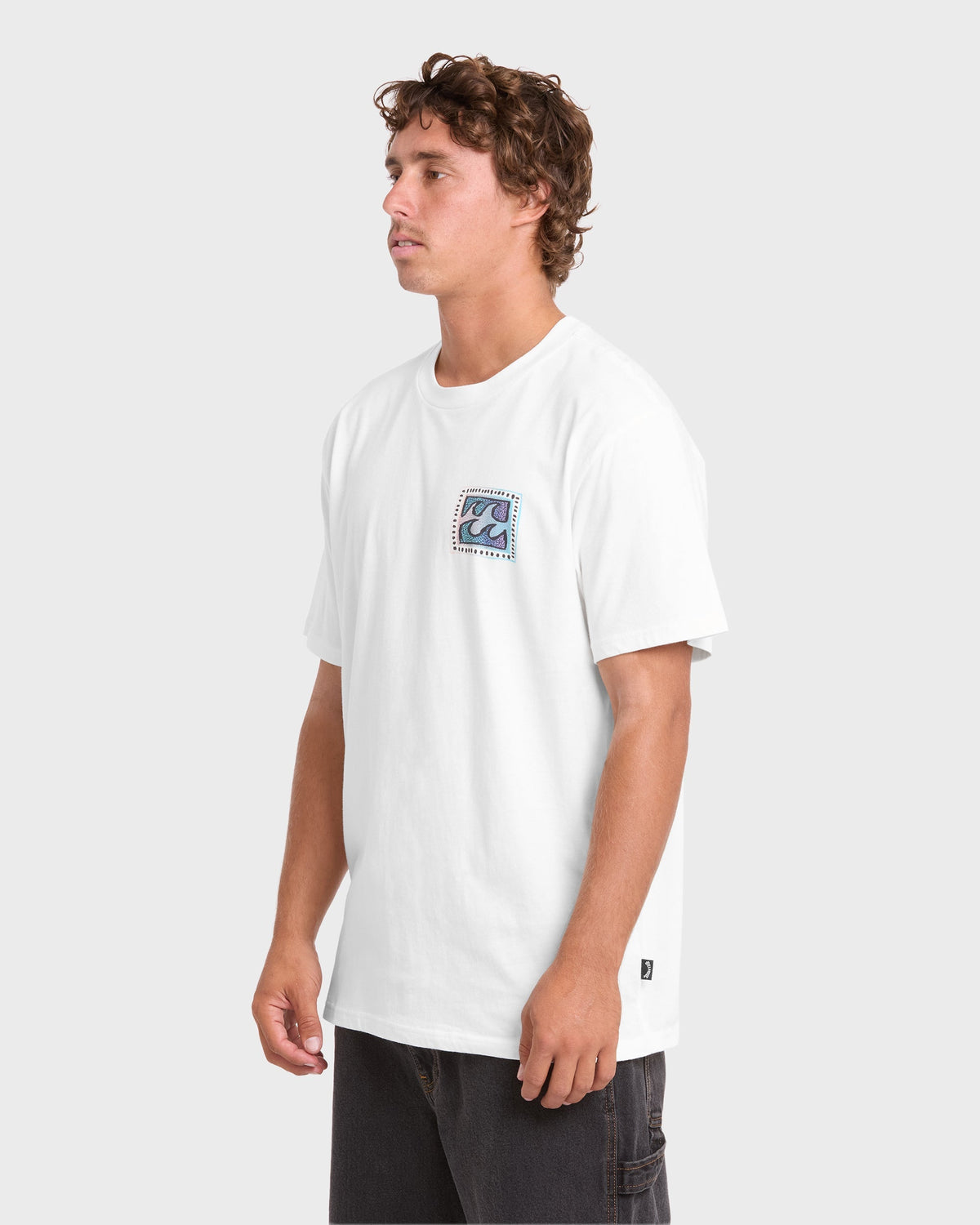 Crayon Wave Premium Short Sleeve Knit T-Shirt - Off White