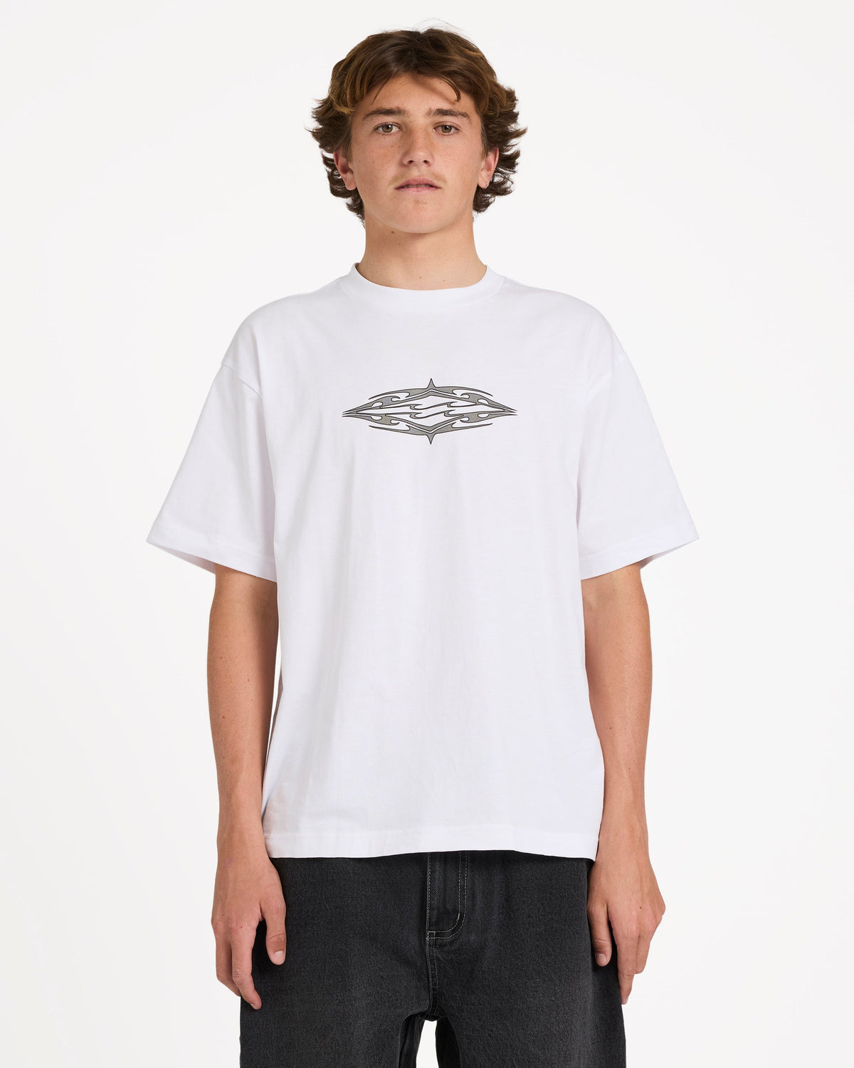 Tribal Diamonds Short Sleeve Knit T-Shirt - White